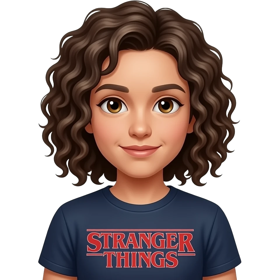 Crea la mia amica ha i capelli mossi lisci allo stesso tempo  e adora stranger things emoji