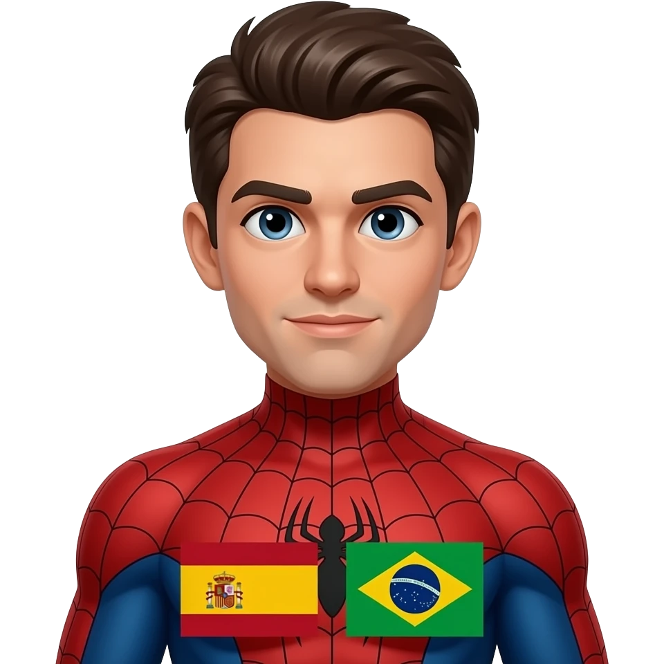 اسپایدرمن ورزشکار با پرچم اسپانیا و برزیل روی کمر emoji