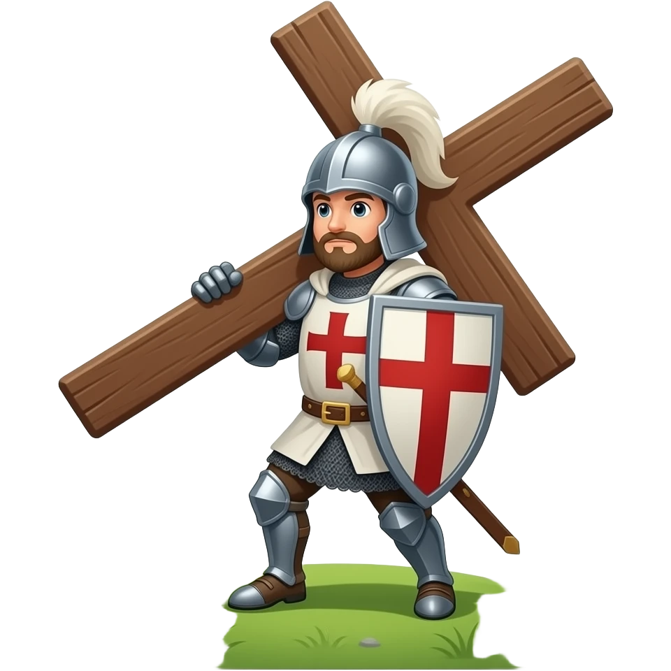 A crusader solider carrying a cross up a hill emoji
