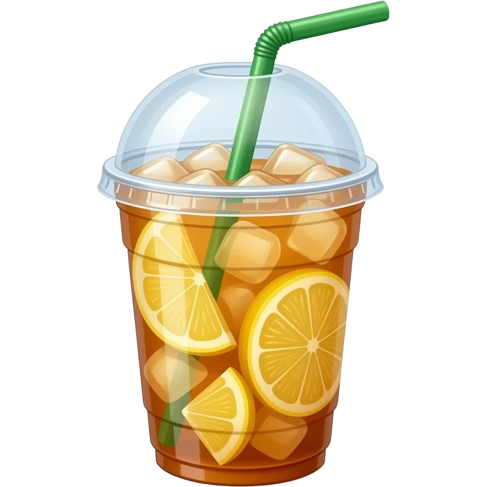 果茶 大杯 塑料杯 冰块 吸管 有盖子 里面只要片状柠檬 emoji