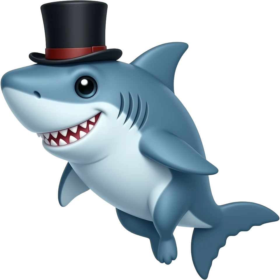 Shark with a top hat emoji