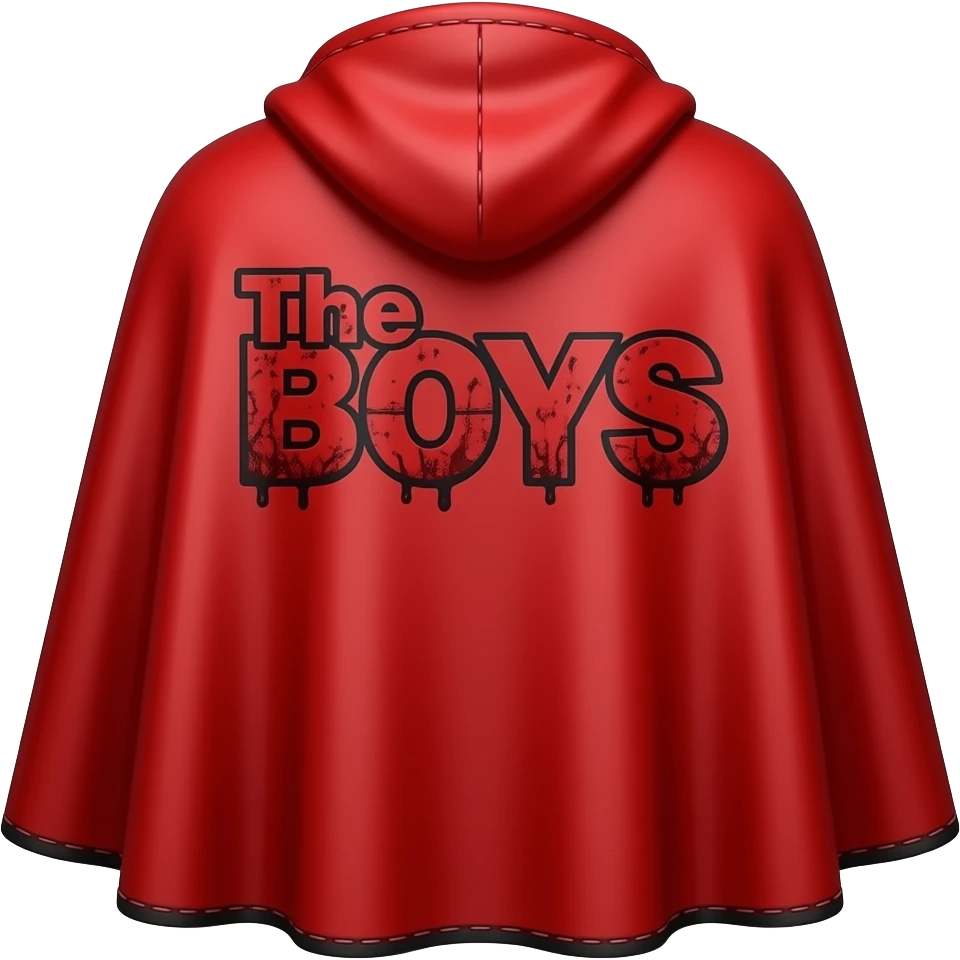 American Homelander cape from The Boys with blood-red text "The Boys" emoji