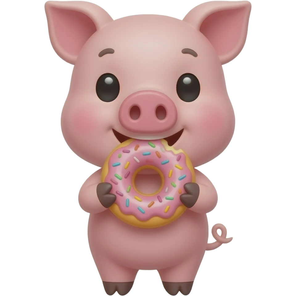 cute pig eating donut emoji
