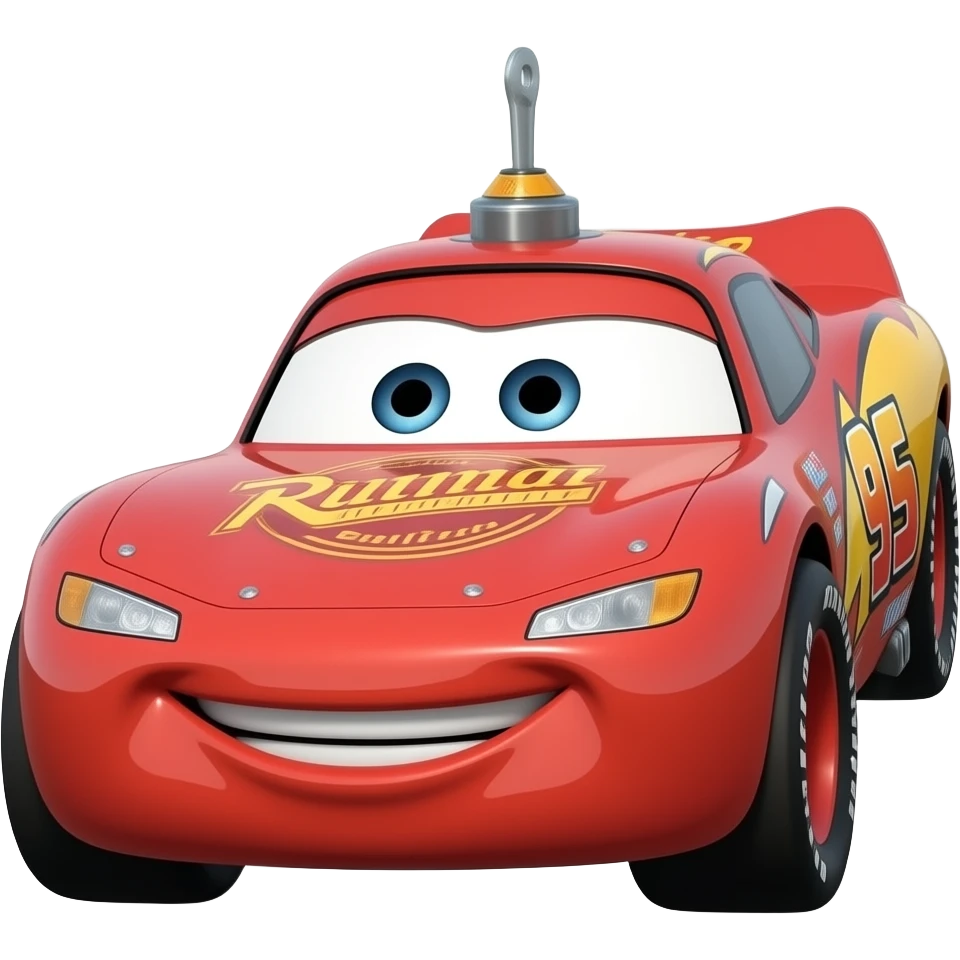 hazlo volando al rayo mcqueen y que tenga una copa piston emoji