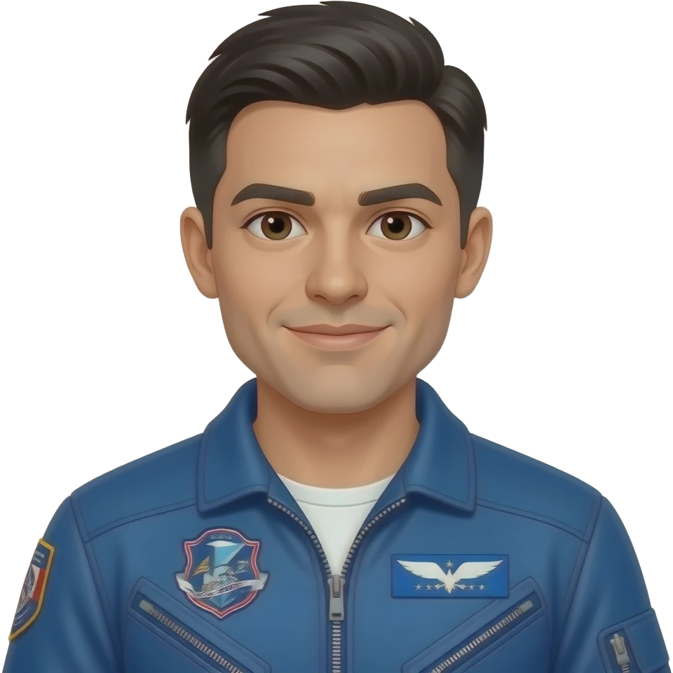 A male pilot with fair skin and short black hair emoji