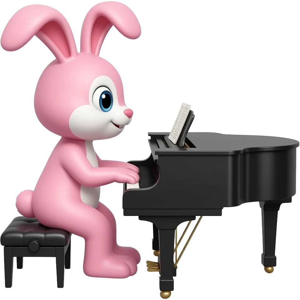 pink bunny playing clavinova emoji