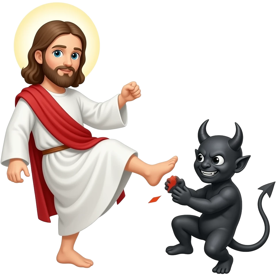 Jesus kicking a demon in the butt emoji