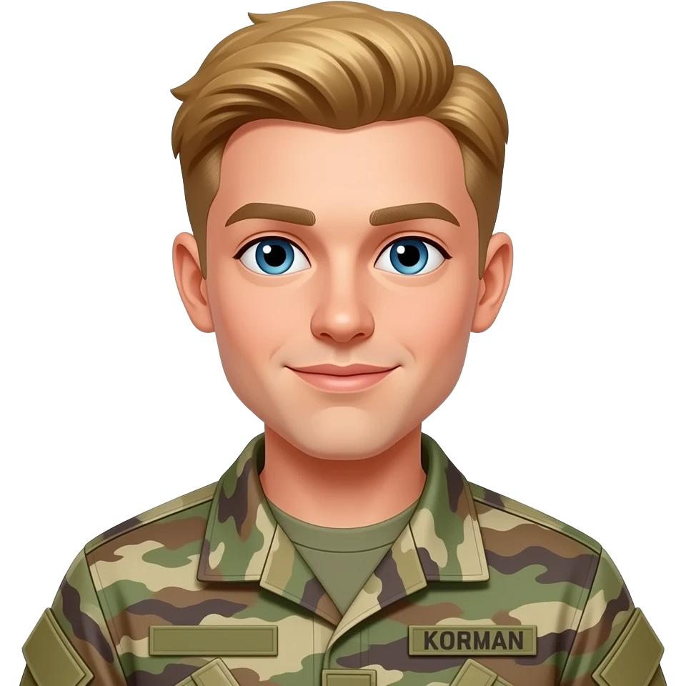 en ung mann i militæret med blont hår emoji