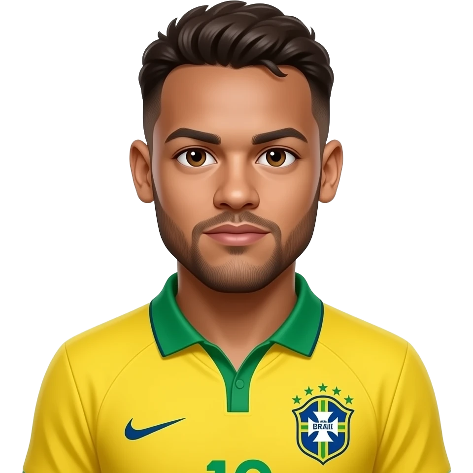 Neymar emoji avatar, Brazil jersey, cute cartoon style. No gamepad visible, clean face, soft gradient background. emoji