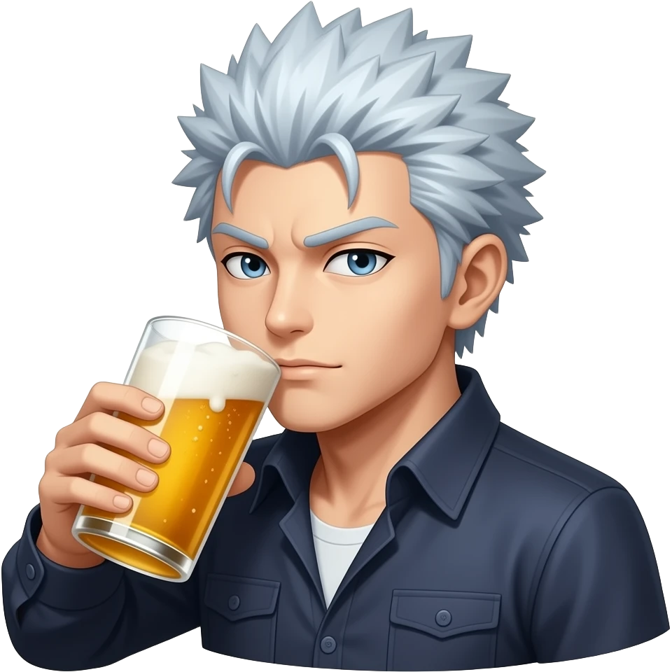 Gojo drinking beer emoji