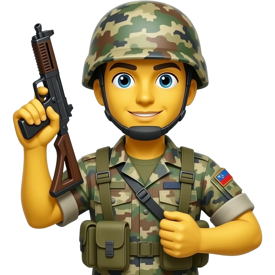 soldier yellow skin holding gun emoji