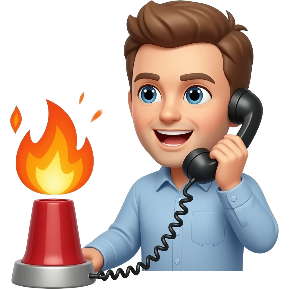 answering  telephone with fire siren emoji