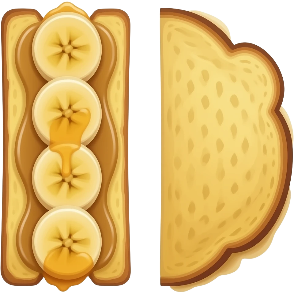 Peanut butter and banana honey sandwich sliced in half both halves next to each other emoji