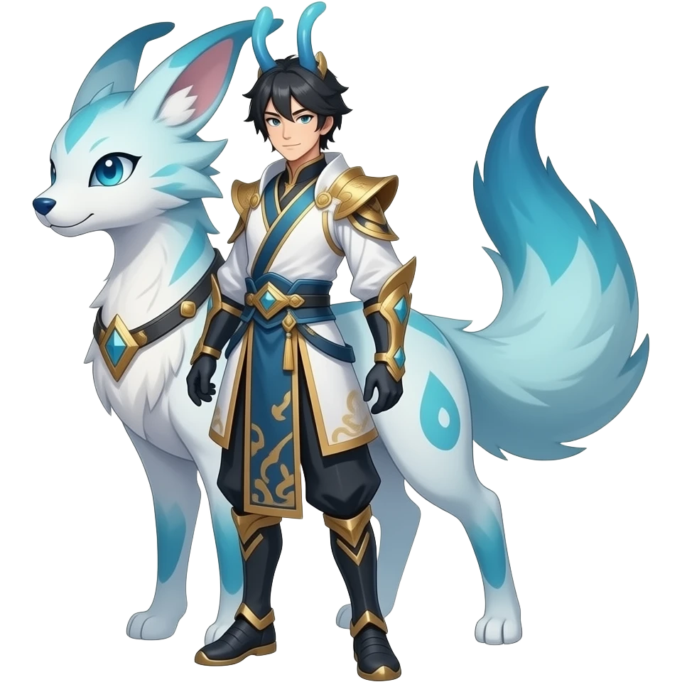 lanky tall elegant oriental feral painted Asian Absol-Glaceon-Sylveon-fusion-hybrid-creature emoji