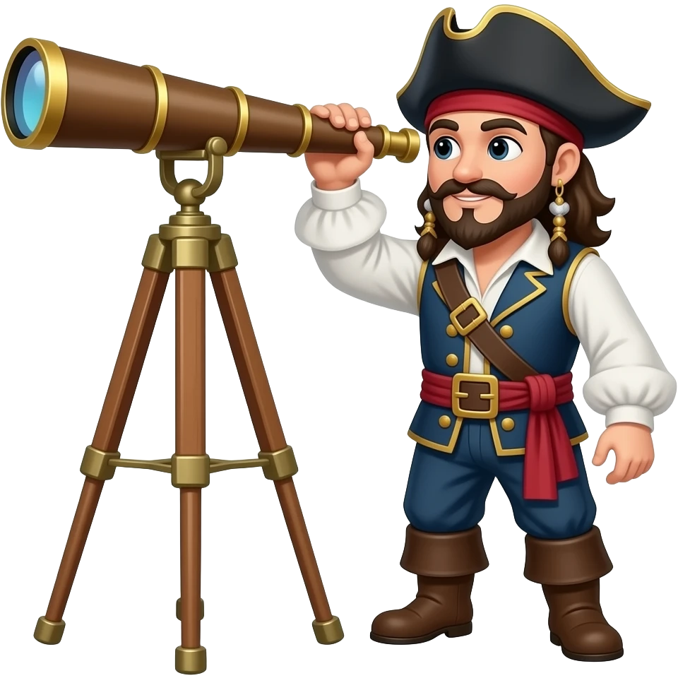 piarates using telescope emoji