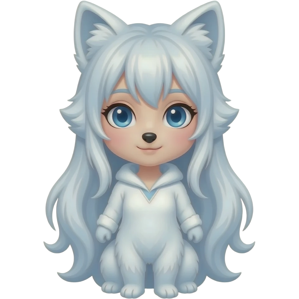 Arctic fox furry girl emoji