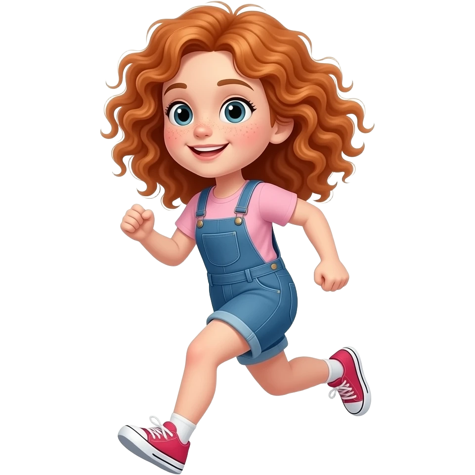 Fille rousse bouclés tâches de rousseur footing emoji