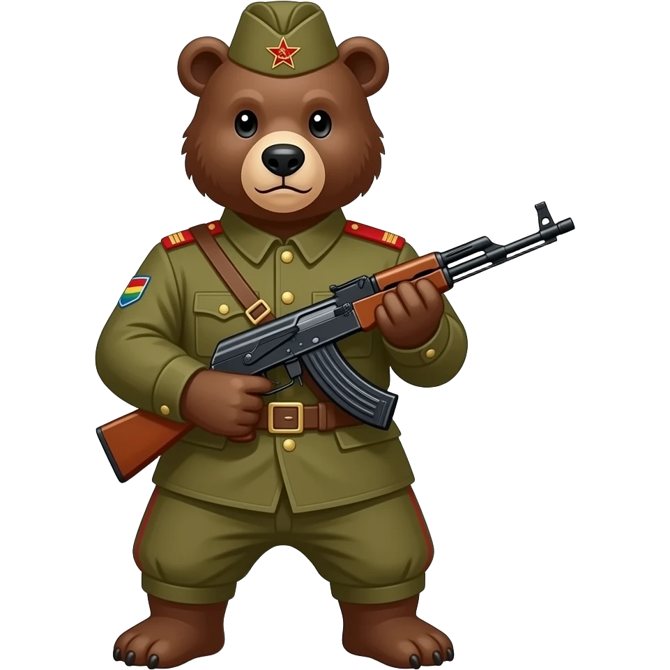 Bear Soviet soldier hold an ak47 emoji