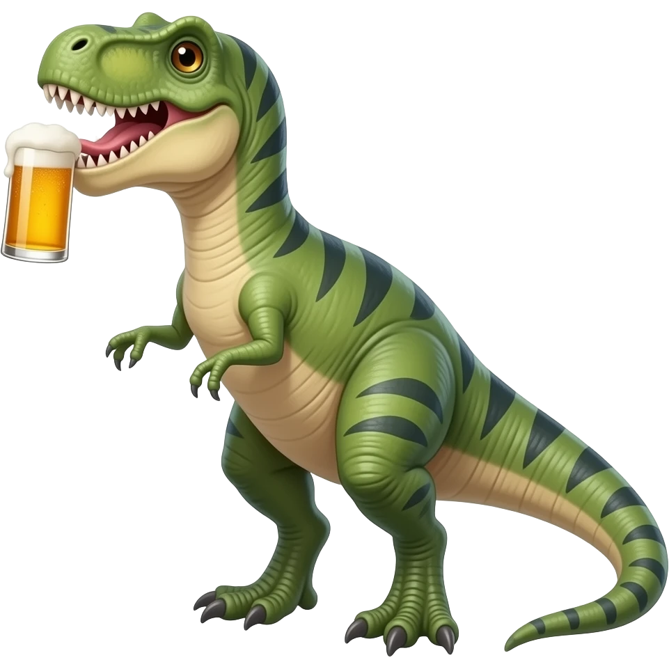 dinosaur pije pivo ziveli emoji