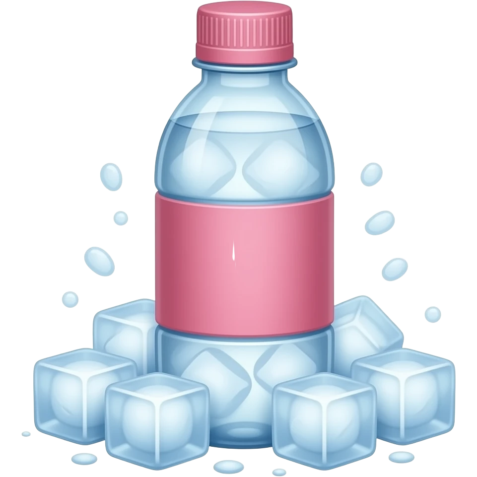 Refreching ice cold water bottle pink emoji
