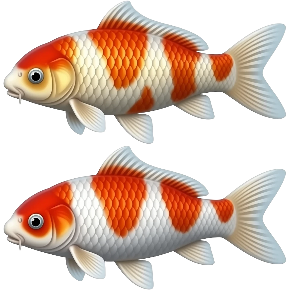 Two different colored bright colored realistic galaxy koi fish emoji