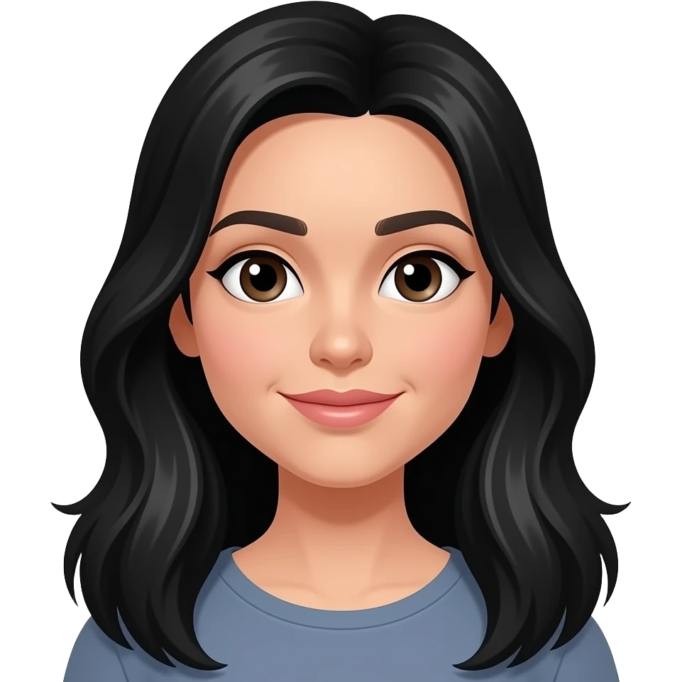 Beyaz tenli kadin siyah uzun saçlı emoji