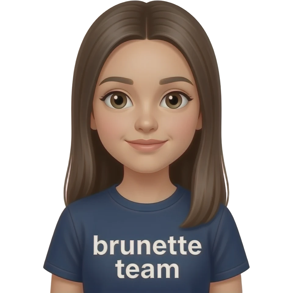 È una femmina ha 12 anni  ha i capelli lunghi e falle la maglietta con scritto brunette team ha i capelli lisci emoji