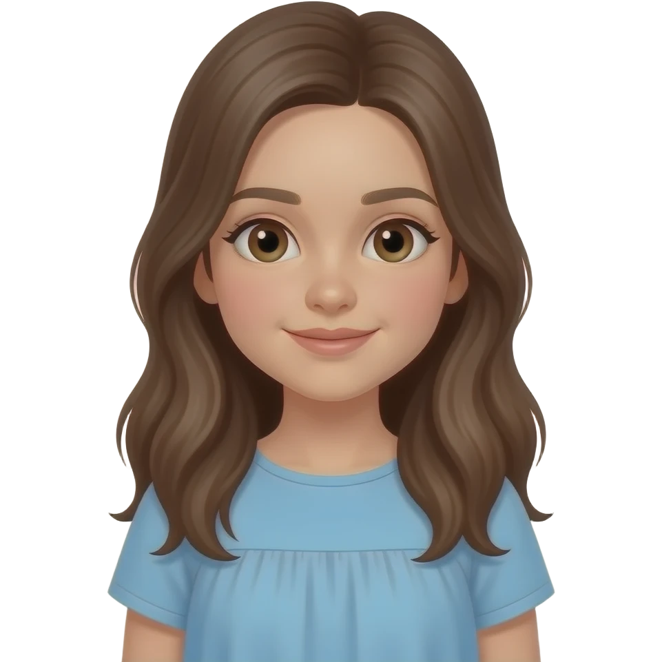 Ho un vestito celeste ho gli occhi marroni   e ho i capelli lunghi fino a sotto le spalle e  ho 12 anni emoji