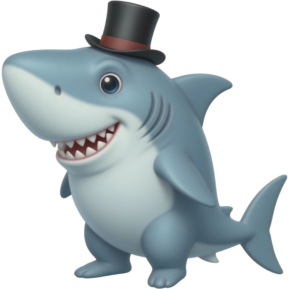 Shark with a top hat emoji