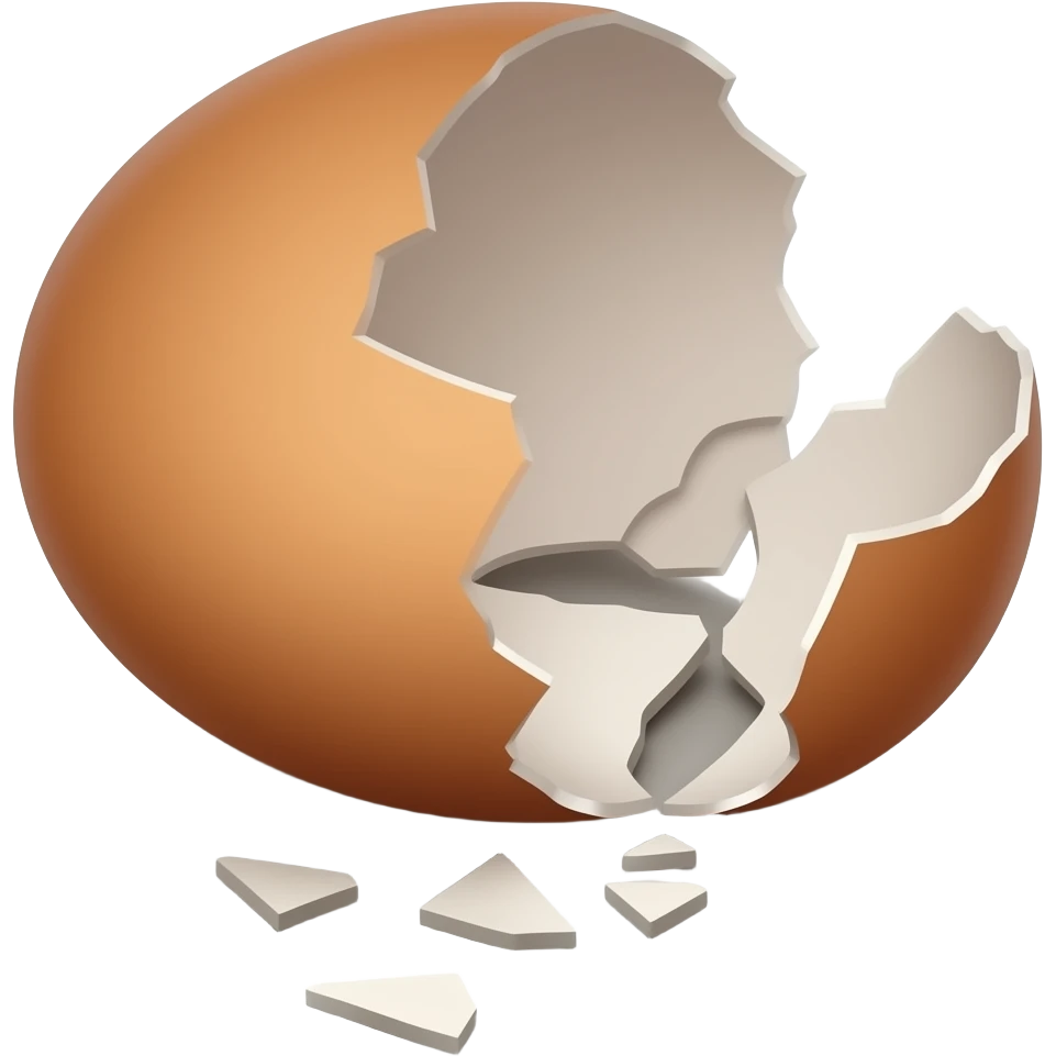 broken, shattered eggshells, mostly shells emoji