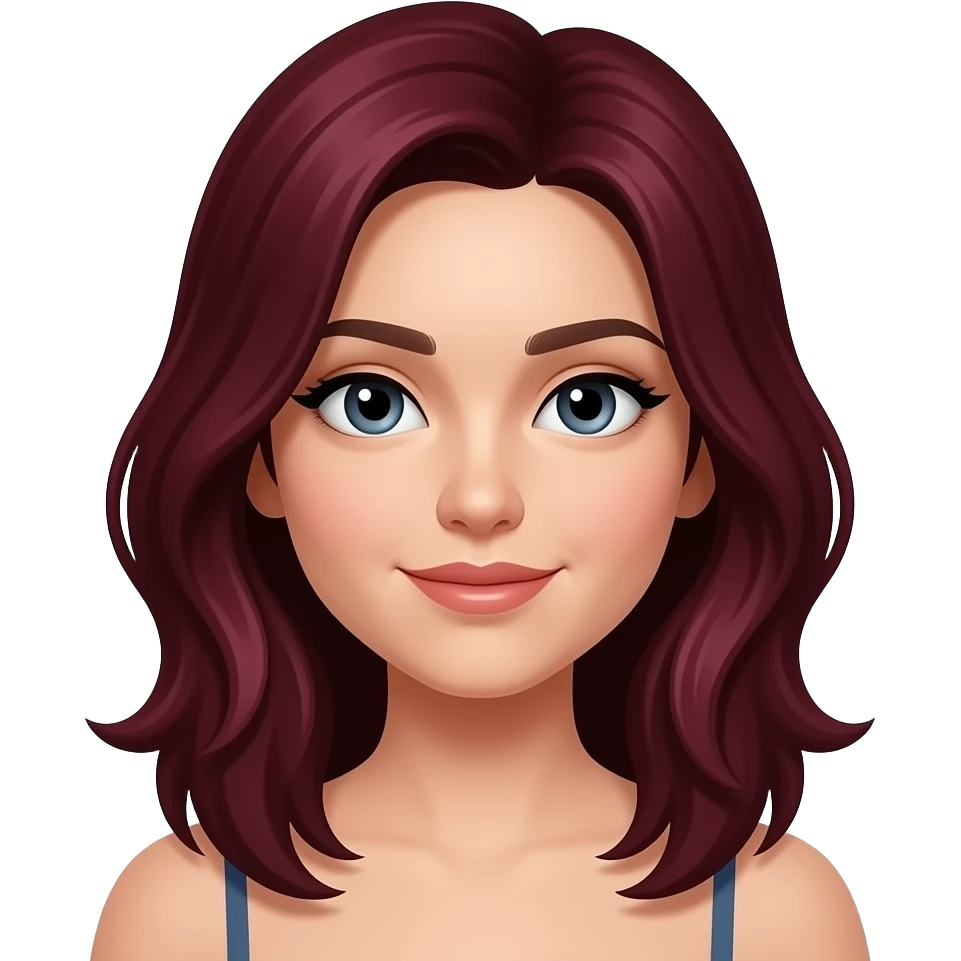 머리색은 검적색인 20대 여성 emoji