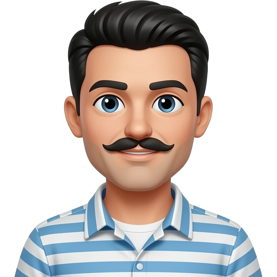 black hair and moustache figure with body complete emoji