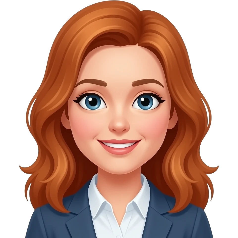 Mujer de cabello cobrizo con cara enamorada emoji