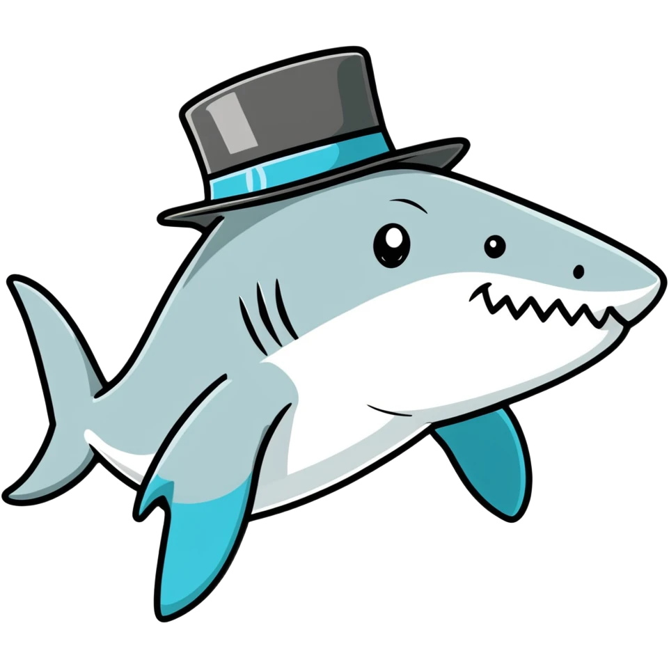 Shark with a top hat emoji