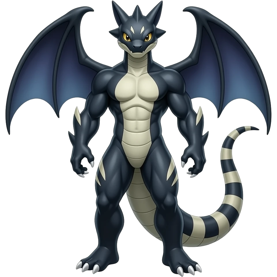 Shiny Dark Dusky Cool Hot Stylish Handsome Seviper-Salandit-Darkrai-Renamon-Zoroark-Monster-Fakémon-fusion (full body) emoji