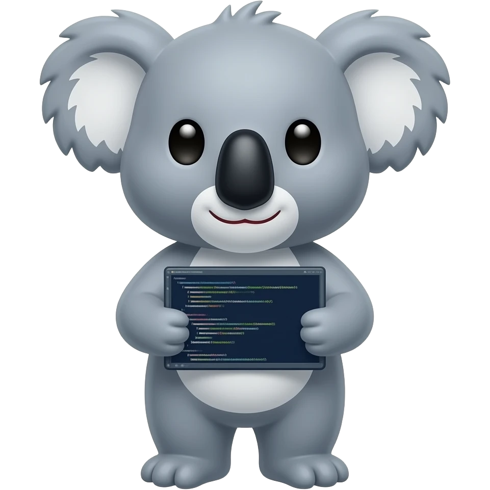 A koala doing coding emoji