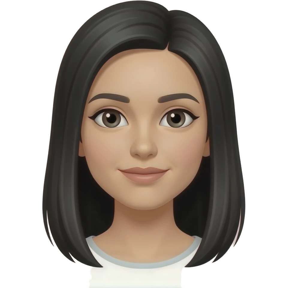 Mulher, cabelo médio preto e liso emoji