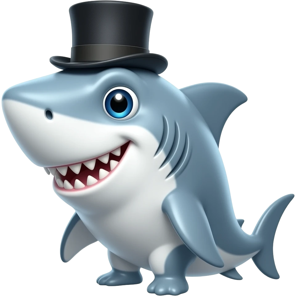 Shark with a top hat emoji