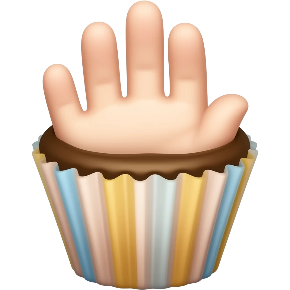 hand and cupcake emoji