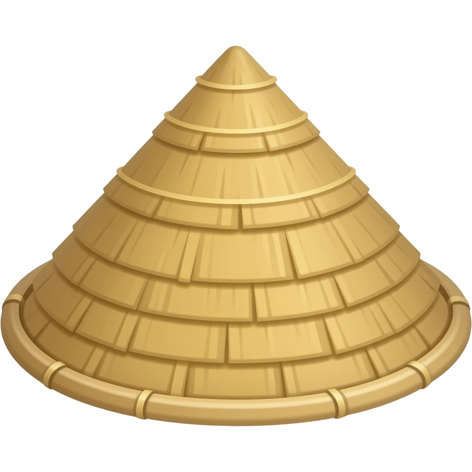 Vietnamese conical straw hat icon, transparent background, ios system emoji
