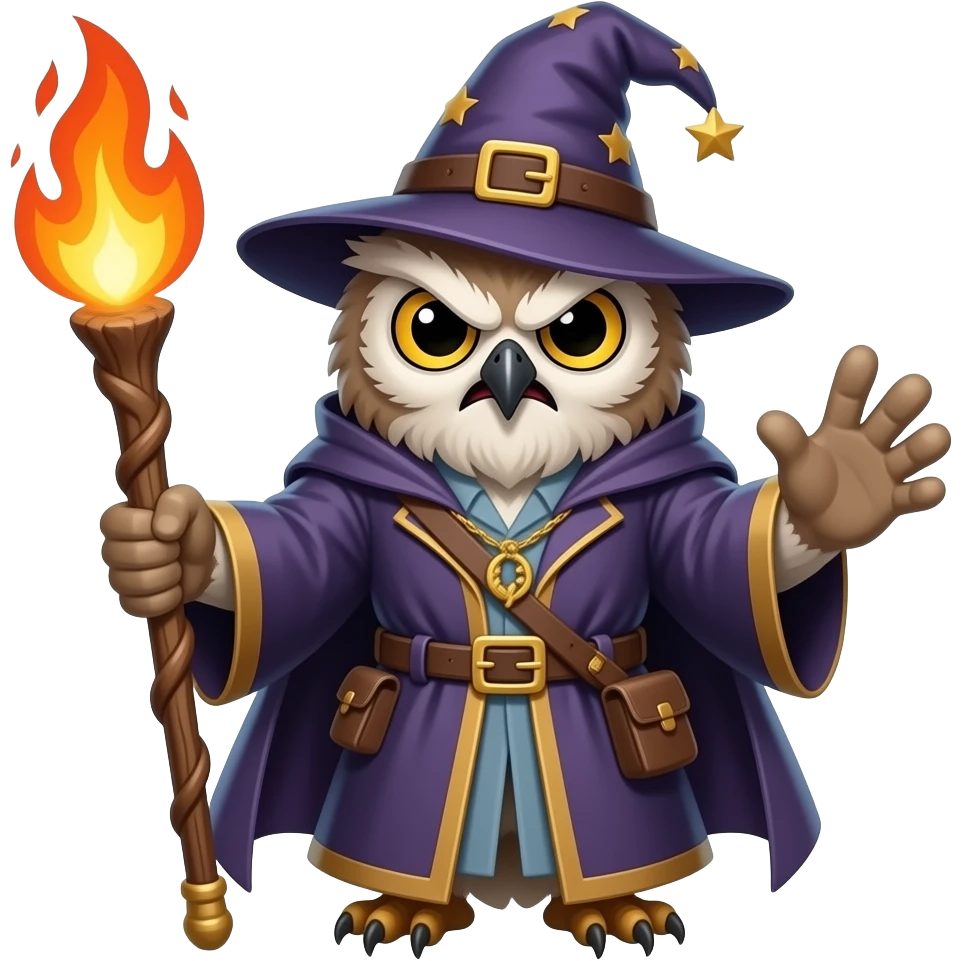 owl wizard angry fire emoji