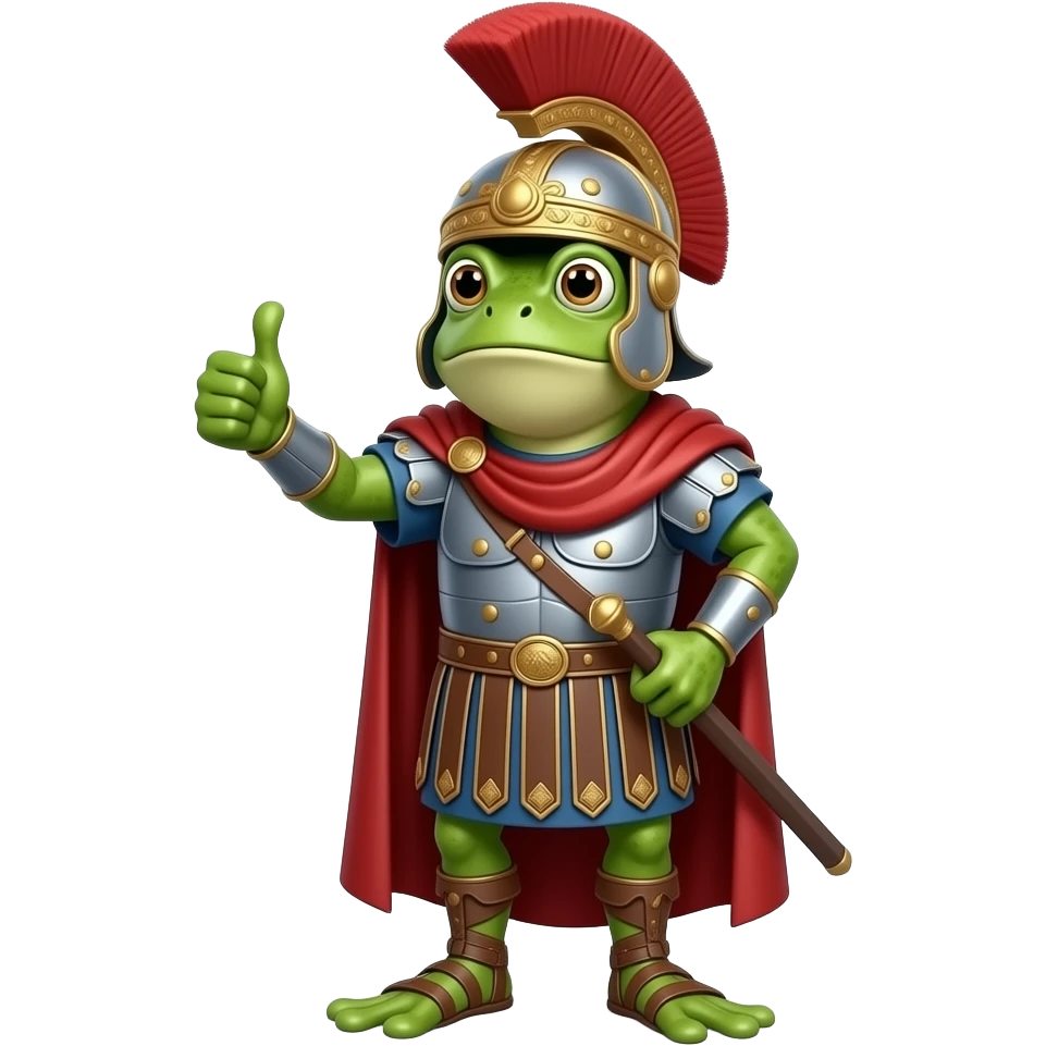 Judgemental Roman emperor frog giving thumbs down emoji