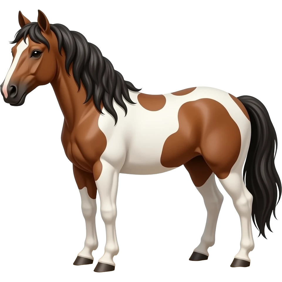 Stallion brown and white horse hair beash emoji