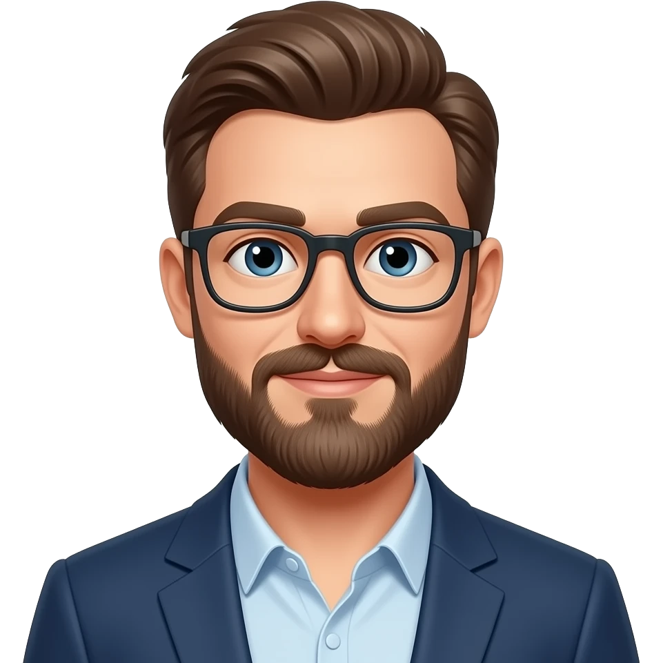 Man with beard and glasses with pair fair skin in his thirtes emoji