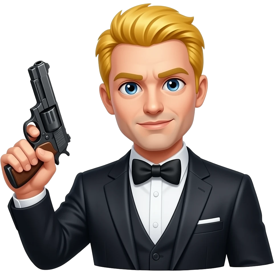 A Murderer with a black bow and a gun with a bow in the hand yellow person emoji