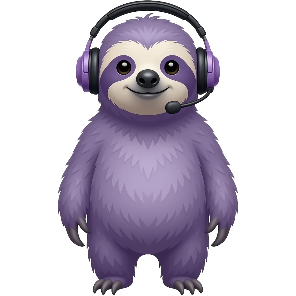 purple sloth with headset emoji