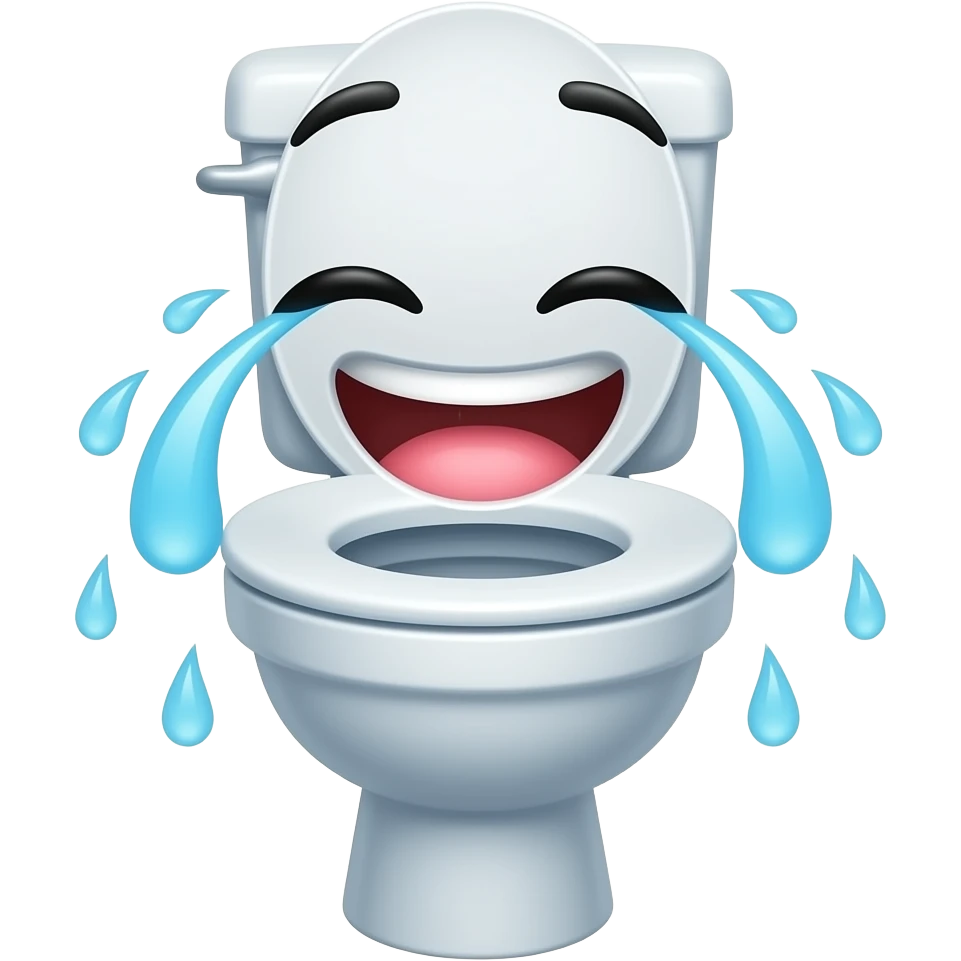 Laughing  face shedding tears on a toilet seat emoji