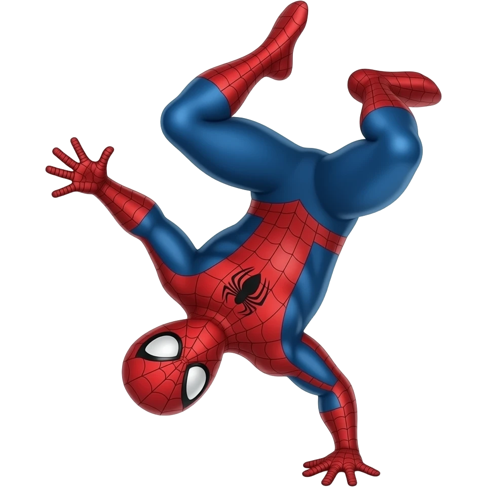 Spiderman doing a flip emoji