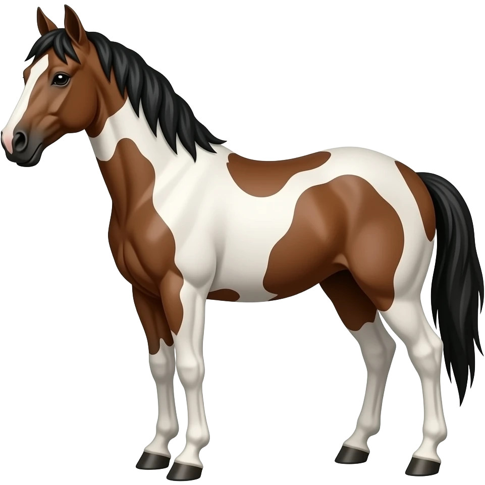 Stallion brown and white horse emoji