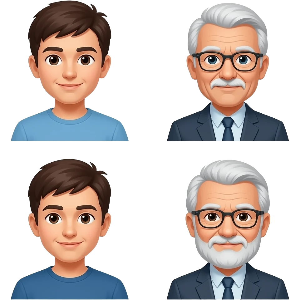 Boy vs Man vs old man emoji
